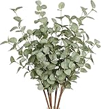 VGIA 12 Pcs 27' Eucalyptus Stems Greenery Stems Eucalyptus Leaf Spray in Green Silk Plastic Plants Floral Artificial Plants for Home Party Wedding Decoration