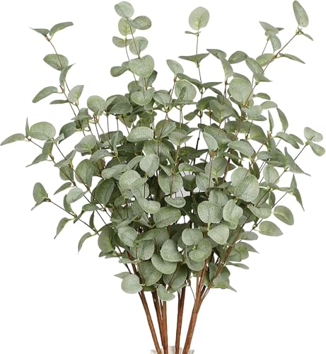 VGIA 12 Pcs 27" Eucalyptus Stems Greenery Stems Eucalyptus Leaf Spray in Green Silk Plastic Plants Floral Artificial Plants for Home Party Wedding Decoration by VGIA - Used condition - US$35.14