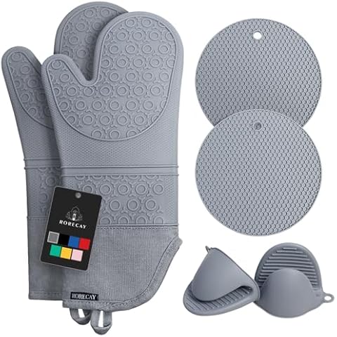 Rorecay Extra Long Oven Mitts and Pot Holders Sets Cover