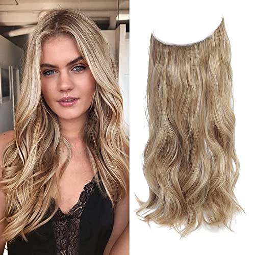Secret Hair Extensions 12 Inch Dark Blonde Hairpiece Invisible Wire Hairextensions Clip in Synthetic hair Pieces for Women Natural Wavy hairextension