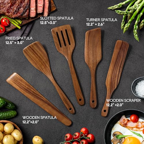 Save 40% on 5-Piece Teak Wooden Spatula Set - Use Code RPUC8ROZ - Image 3