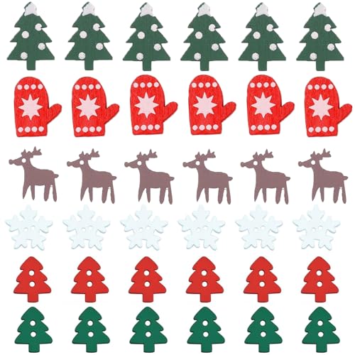 100 Stück Bunt Streudeko Weihnachten, Holz Konfetti Weihnachten Deko...