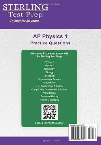 Sterling Education Test Prep, Sterling Ap Physics 1 Practice Questions: High-Yield Questions And Detailed Explanations thumb #1