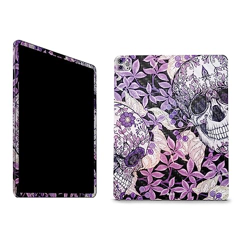 Image of MightySkins Carbon Fiber Skin Compatible with Apple iPad Pro 12.9 inch M2 6th Gen (2022) Full Wrap Kit - Flower Skull | Protective, Durable Textured Carbon Fiber Finish | Easy to Apply | Made in The USA