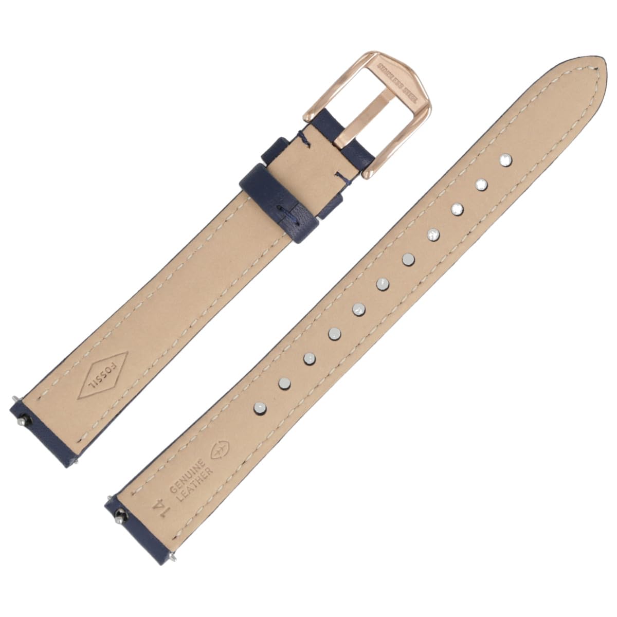Fossil Uhrenarmband 14mm Leder Blau Gold - ES-3843 | LB-ES3843