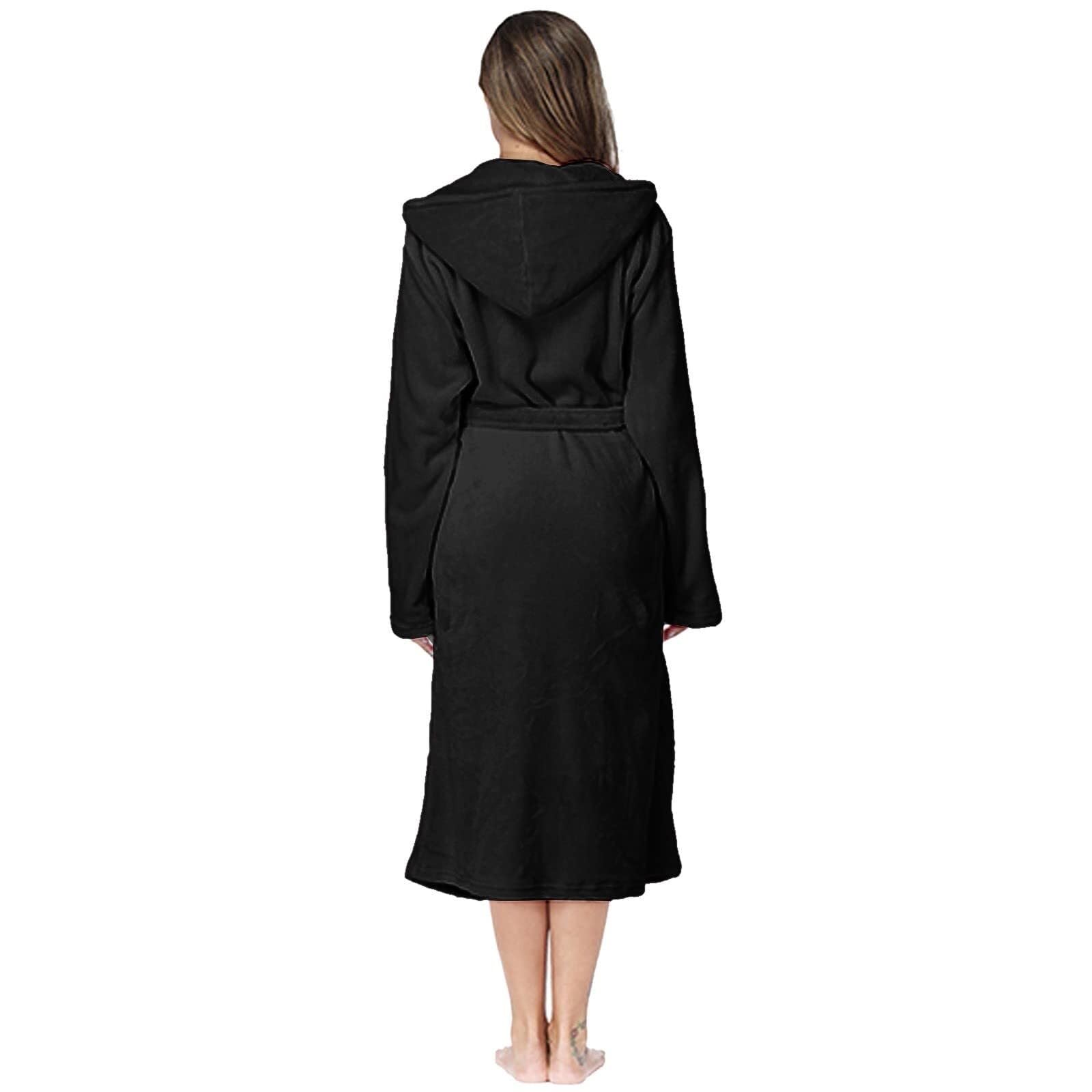 Accappatoio in pile casual con cappuccio da donna leggero