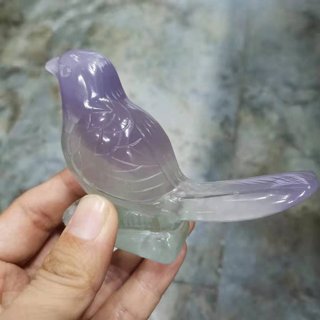 Naturalny ptak fluoryt polerowany skała kryształowa figurka kamienna zwierzę ptak statua rodzina dekoracja