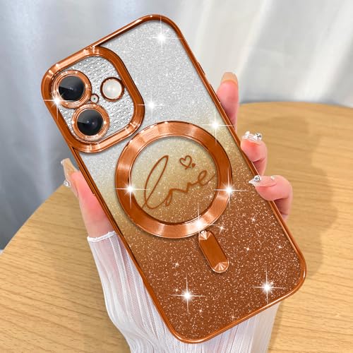 Image of ZIYE Magnetic Case Designed for iPhone 17 Glitter Case-Orange