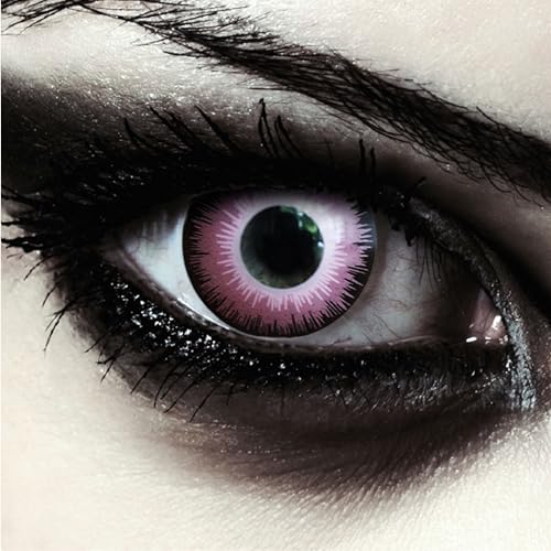 Designlenses, Dos lentillas de color rosado para Halloween duende disfraz lentes sin dioprtías/corregir + gratis caso de lente „Pink Elfe
