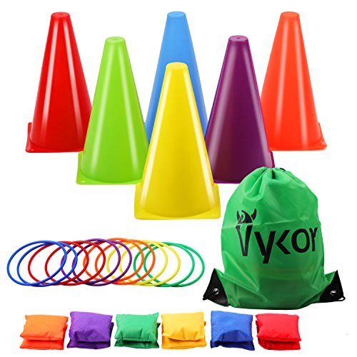 Vykor Cones Toss Bag Rings Bean Bag for Throwing Game Kids Play Equipment Set, Outdoor Garden Party...