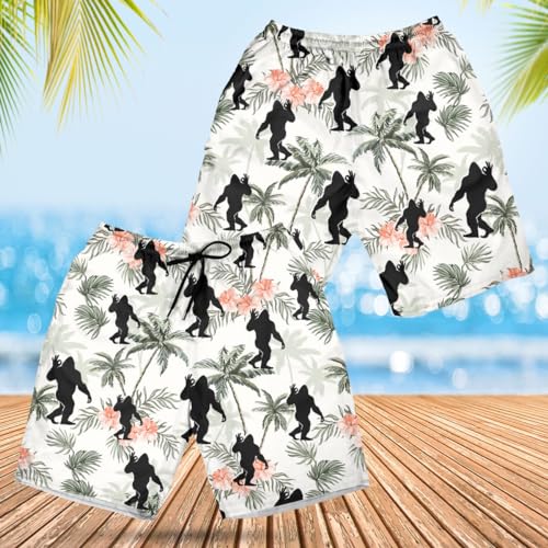 V-DECORPARKS Bigfoot Mens Swim Trunks - Sasquatch Swimming Trunk for Men - Drawstring Beach Shorts, Mens Swim Shorts 252