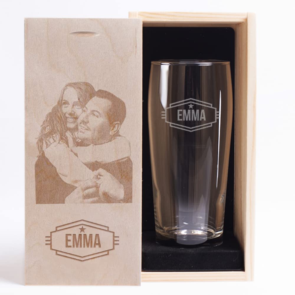 Amikado Verre à bière prénom et Son Coffret gravé Photo