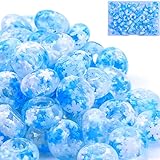 AIPRIDY Girls' Lucky Beads Lover Amber Beads, Big Hole Spacer Beads European Craft Beads for DIY Charms Bracelet Jewelry Making (Light Blue Snowflakes)