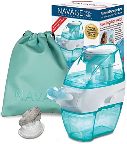 Navage Nasal Care Starter Bundle: Nose Cleaner and 20 SaltPod Capsules with Teal Travel Bag