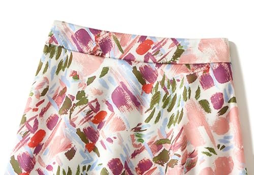 Women's Slim-Fitted Satin Skirts Elegant Floral Print High Waist Flowy A-Line Chiffon Midi Skirt3