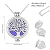 Aromatherapy Essential Oil Diffuser Pendant Necklace,WAWJ Life Tree Stainless Steel Christmas Mothers Day Gift Jewelry with 24" Chain & 12 Felt Pads #4