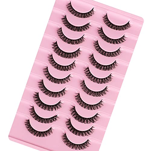 Eyelashes Russian Strip Lashes Natural Fluffy Wispy D Curly Effect Hybrid Strip Lashes Look Like Extensions 10 works (D-01) - Image 2