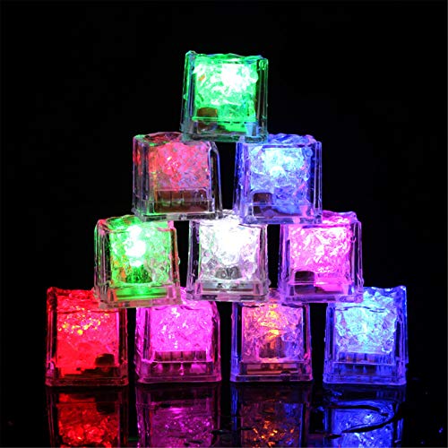 Waterproof Led Ice Cubes, 24Pcs Multi Color Flashing Glow in The Dark LED Light Up Ice Cubes for Bar Club Drinking Party Wine Wedding Decoration