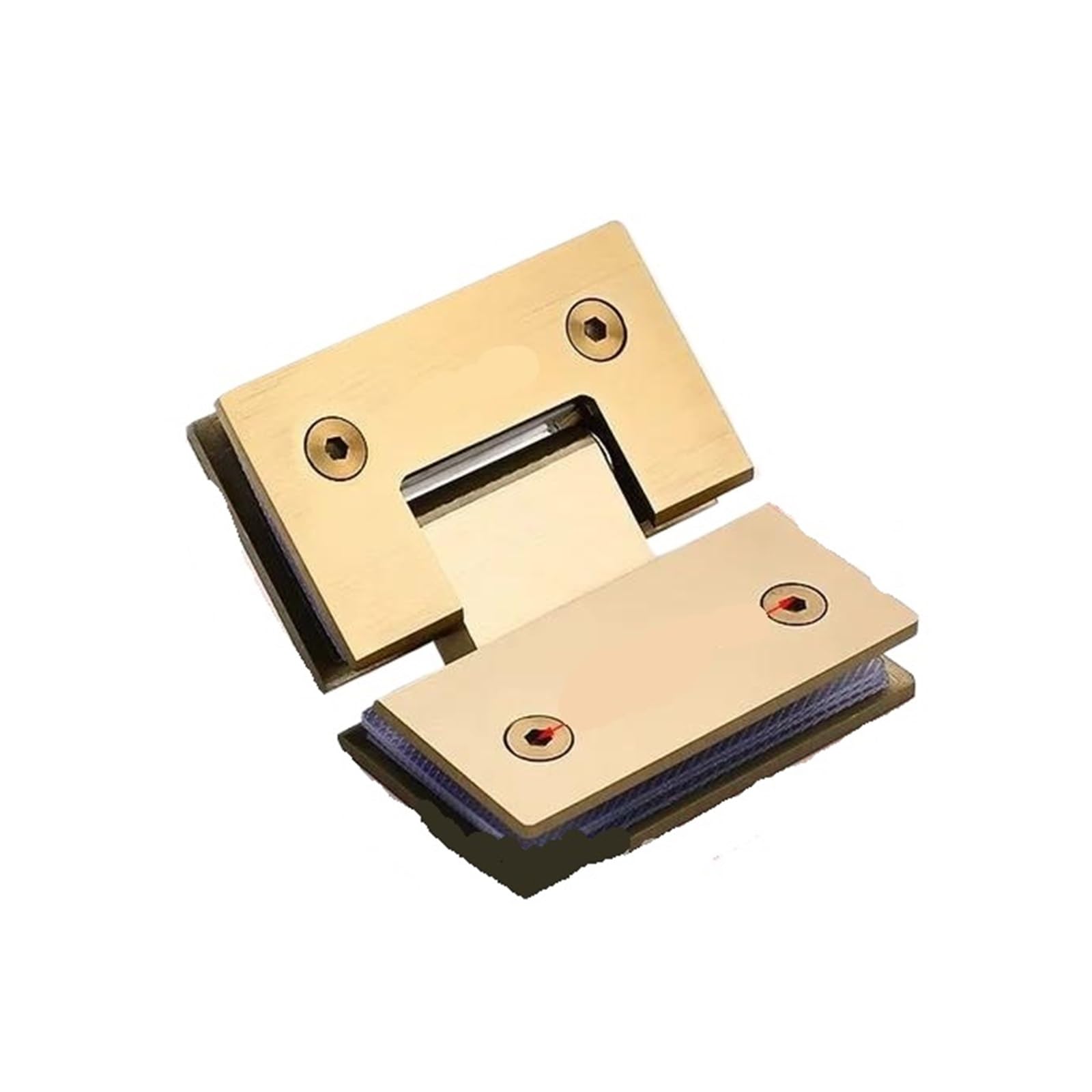 Hinges, 4pcs Brushed Gold Color Shower Room Glass Clip Clamp Double Degrees(Brushed Gold 135 Degree)