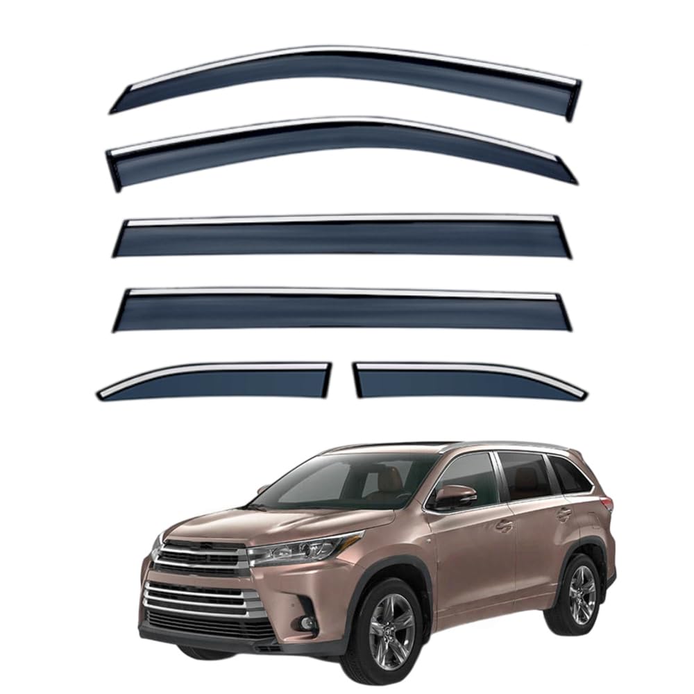 QOEMRHELT 4pc Set In-Channel Wind Deflectors, for Toyota Highlander (XU50) 2015-2021 Window Visors Rain Guards Vent Visors Rain & Sun Protection,Car Accessories,6PCS
