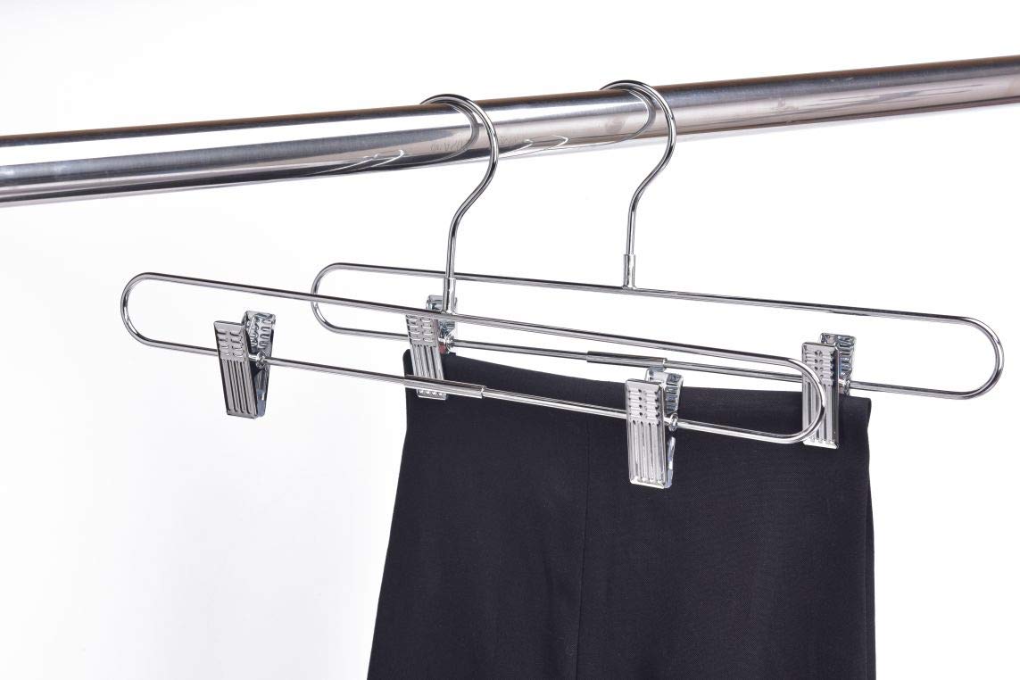 Quality Hangers Gancho de la Falda de la Calidad Pantalones Pantalones Perchas Metal Resistente Giratorio Cromo