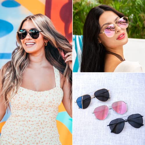 WearMe Pro Polarized Aviator Sunglasses for Women and Men | UV Protection | Reflective Lens | Pink, Blue, Black Aviators3