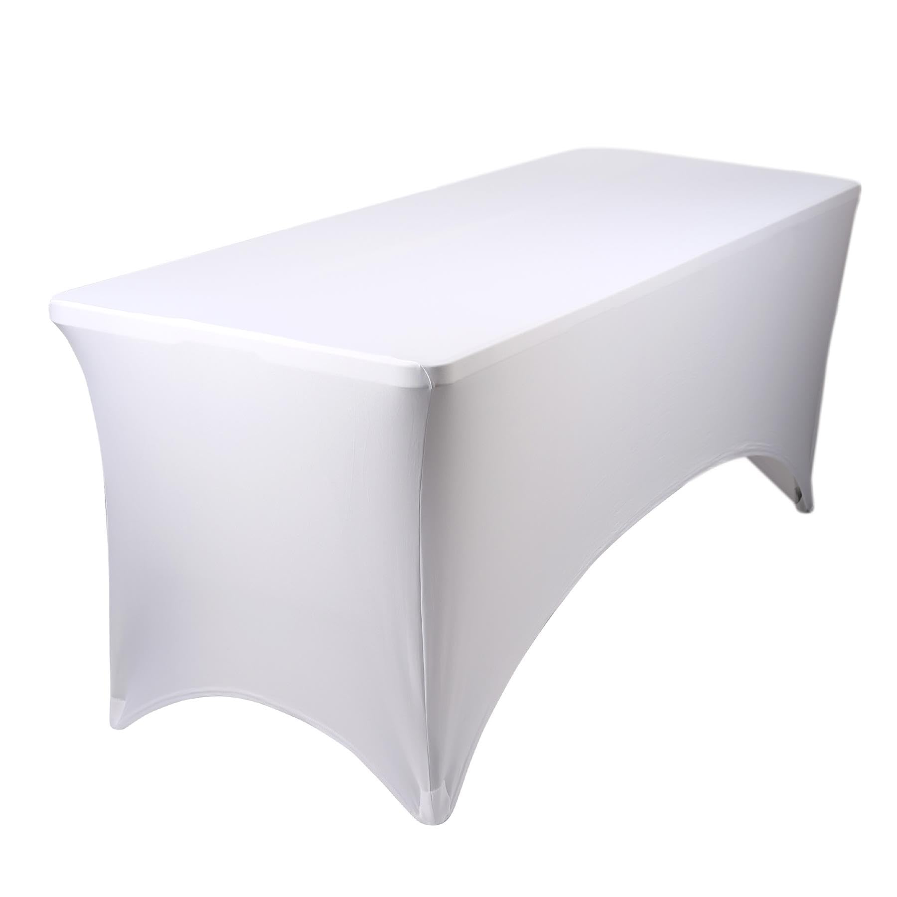 Harbour Housewares Rectangular Spandex Fitted Tablecloth - 6ft (180cm) - White - 1x Elasticated Stretchy Outdoor Garden Folding Display Party Dining Trestle Table Cloth Cover with Stretch