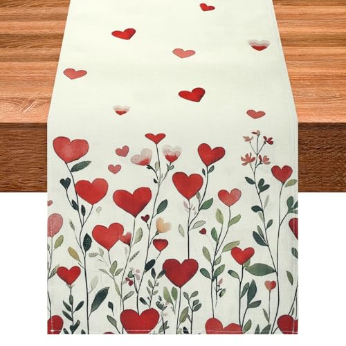 Saint Valentin Chemin de Table, Chemin de Table Coeur, Nappe Coeur, 33 x 183cm, Chemins de Tables...