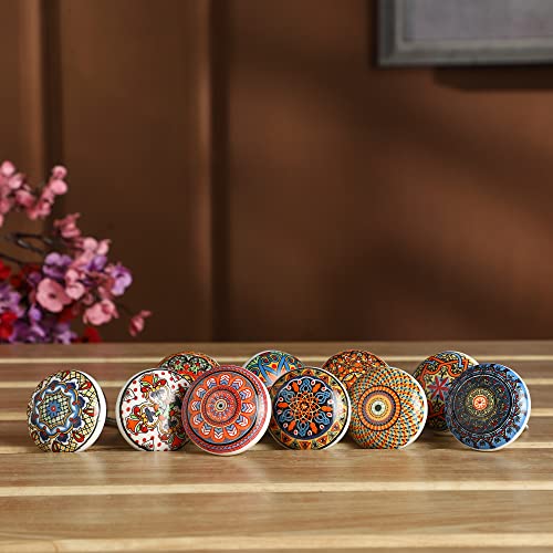 Image of Vintage Ceramic Knobs for Kids and Kitchen Cupboards, Drawers, Wardrobes, PC Cabinets, Almirahs, Dressers, Decorative Pull Handles for Dressing Table and Home Decor - Set of 10, Joy