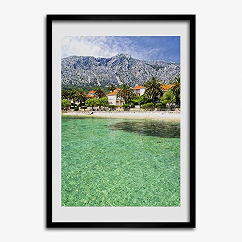 Affiche moderne plage en Croatie avec cadre MDF 50x70 cm tableau décoratif