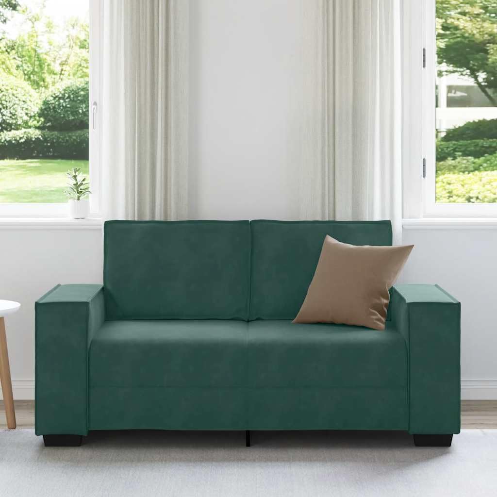 Canapé 2 Places, Causeuse de Salon Fauteuil Sofa 2 Places Vert foncé 160 x 78 x 84 cm Velours