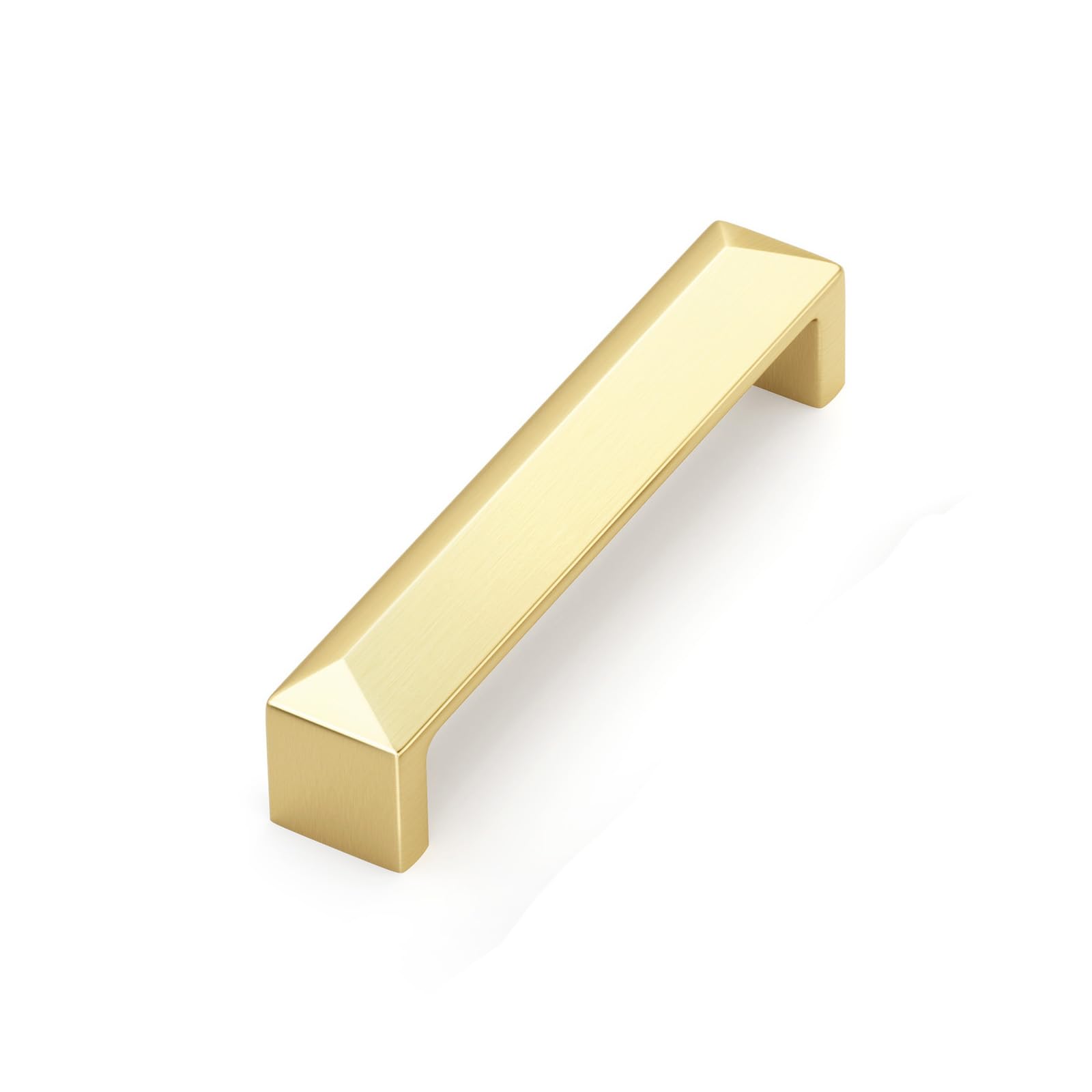 Goldenwarm 1pack Gold Handle for Cupboard 96mm(3-3/4Inch) Hole Center Solid Zinc Alloy Modern Gold Kitchen Handle Electroplated Drawer Pull with Screws — image 1