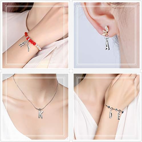 SANNIX 156Pcs/6 Sets Alphabet ABC Letter Charms Capital Letter A-Z Charm DIY Bracelet Necklace Pendants Loose Beads with 200Pcs Open Jump Rings for Jewelry Making