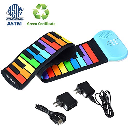 BABY JOY 49-Key Roll-Up Piano, Electronic Digital Music Keyboard w/Support Earphone, 8 Tones