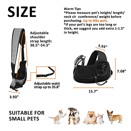 Image of Dog Carrier for Small Dog Travel Pet Carrier Hands Free Pet Sling Puppy Cat Carrier Pets Crossbody Bag Up to 5 lbs Dog Accessories Breathable & More Pockets Grey