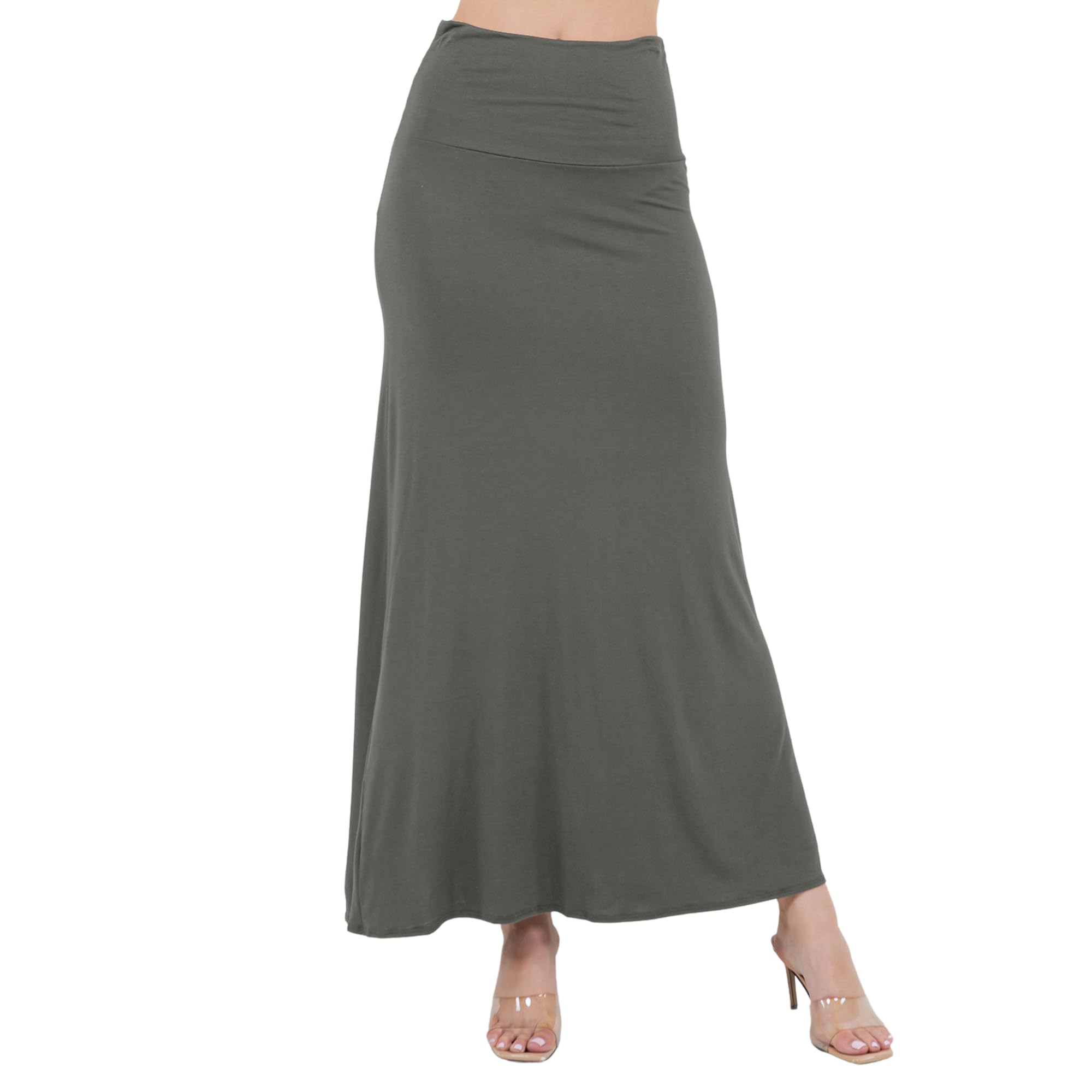 Azules Maxi Skirt for Women, Soft Stretchy Rayon High Waist Flowy Dressy Boho Long Skirts for Women (Petite & Plus Size)