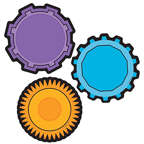 Image of Carson Dellosa 36-Piece Gear Bulletin Board Cutouts, Red, Yellow and Green Cutouts for Bulletin Board, Science, and STEM Classroom Decor, STEM Cutouts for Classroom (Pack of 2)