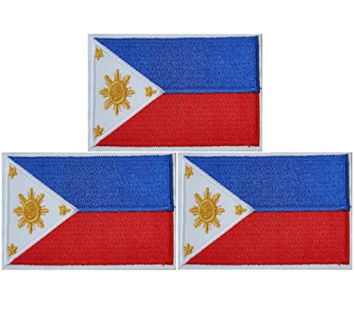 JAVD (3Pack) Country Patch (Philippines) Philippines Flag Patch Filipino Flags Patchs, Philippines Tactical Flag Embroidery Patch with Velcro, for Hats, Tactical Bags, Jackets, Clothes Patch