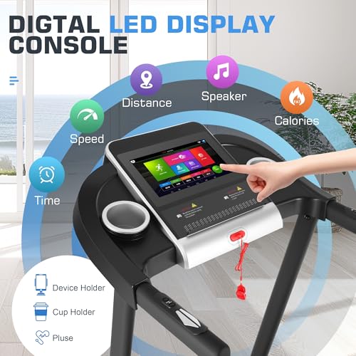 Image of Treadmills for Home with TV Screen and WiFi,Smart Foldable Treadmill Machine,3D Virtual Sports Scene,HiFi Speakers,Popular APP for Social Networking,Video,and Search,Walking Pad Treadmill