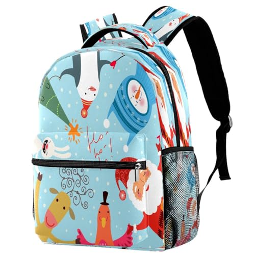Sac à dos d'école multicolore de 40cm motif Noël idéal pour les adolescents et les élèves