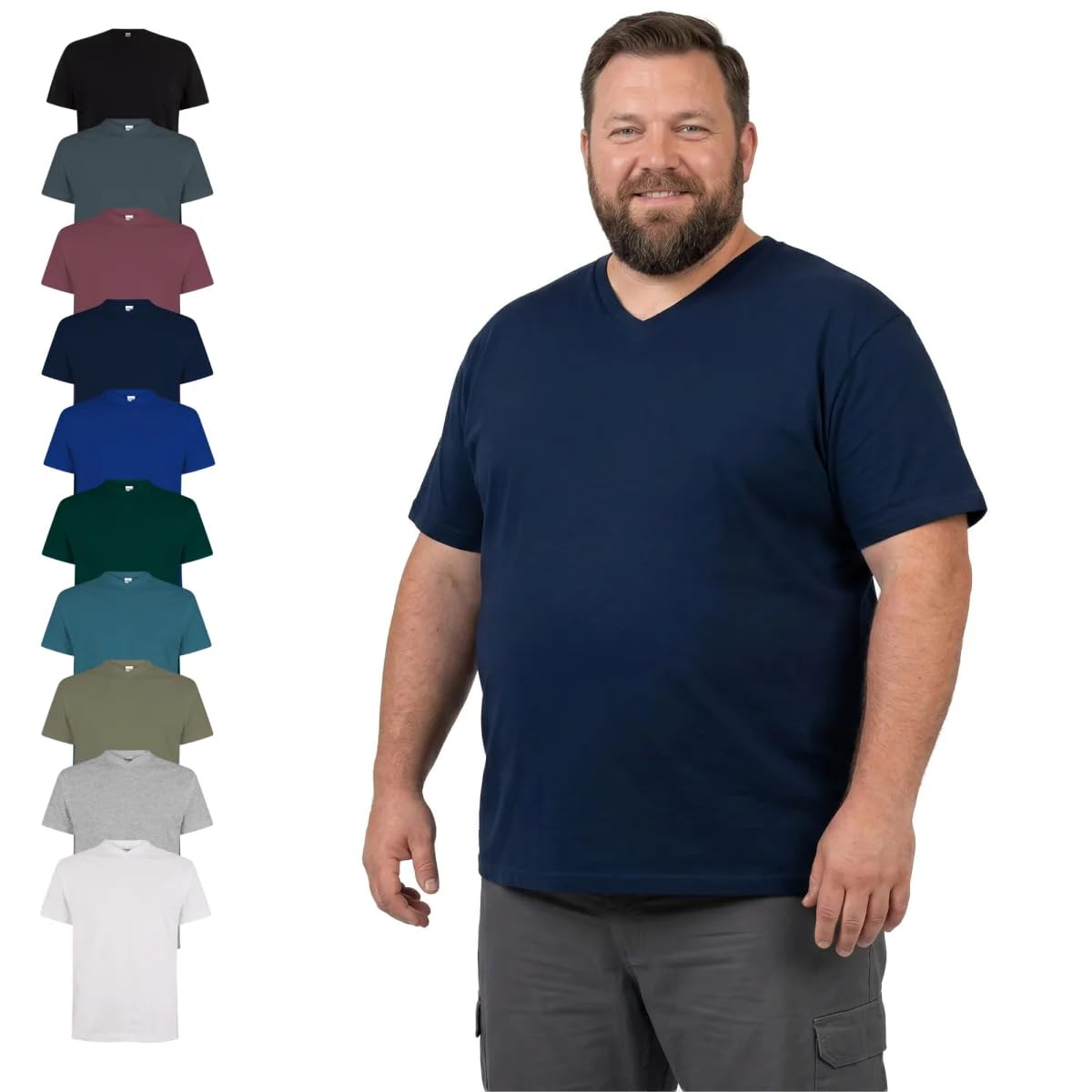 T-Shirt Basique Grande Taille | Chemise surdimensionnée 3XL - 15XL | T-Shirt col V Oversize en Coton Homme | en différentes Couleurs