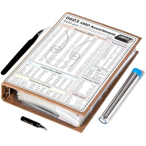 Interstellar Electronics SMD 0603 Resistors, Capacitors, Transistors and Electronic Components Assortment Kit SMT Book - 5435 pcs Cover