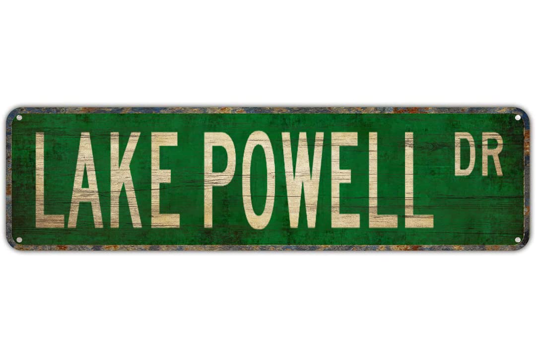 LAKE POWELL DR Vintage Tin Signs Art Plaque Aluminum for Bedroom Kitchen Garden Wall Bar Club Coffee Hanging Home Decor 4x16 Inch
