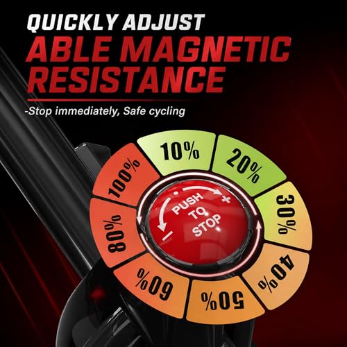 Image of HOELLL Exercise Bike Stationary Bikes for Home Compact Indoor Cycling Bike | with Tablet Mount, with Exclusive Heart Rate Sensor and APP Sync, with Continuously Variable Resistance, Black&White&Red