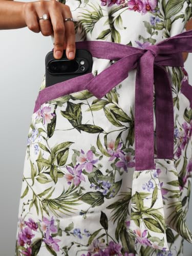 Image of 100% Cotton Unisex Apron - Adjustable Neck Straps, Vibrant Print, Reinforced Stitching, Multipurpose& Deep Pocket - for Cooking, Catering, Gardening, Painting-Printed Aprons