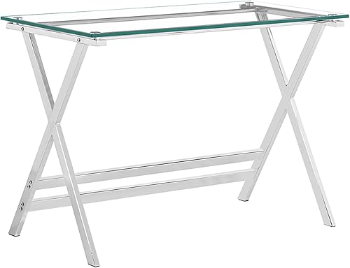 Miniatura 9 de Escritorio de vidrio para computadora, pequeño y moderno, escritorio para juegos, estudio y estación de trabajo para espacios pequeños 43.3 x 21.6 x