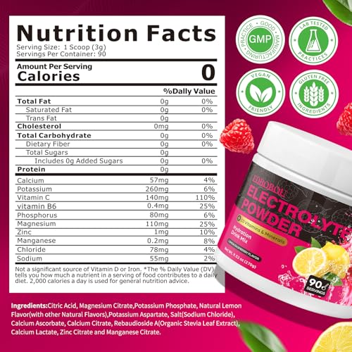 Image of Sugar Free Raspberry Lemon Electrolyte Powder, Zero Calorie, 90 Servings