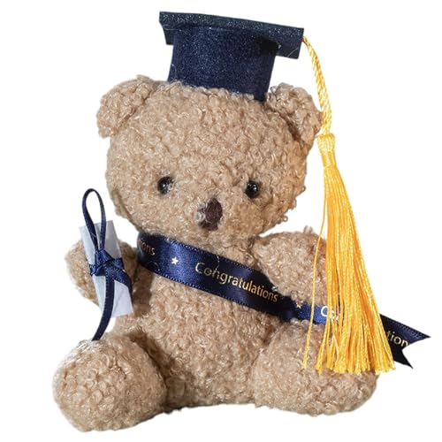Graduation Bear Plush - 5.1 Inch Bear Plush Toy with Hat and Certificate | Graduation Souvenir For School, Elementary, High Scho