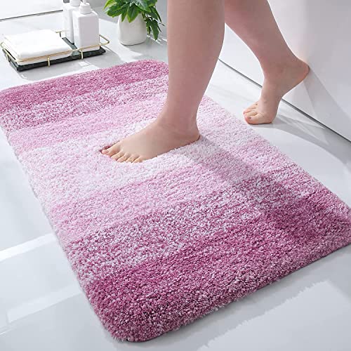 smiry Microfiber Bath Mat, 40 x 60 cm, Non-Slip Super Absorbent Bathroom Mat, Extra Soft Thick Floor Foot Mat, Fluffy Shaggy Bath Mats Rugs for Bathroom, Lilac