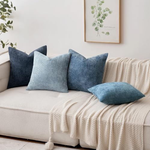 Image of MIULEE Decorative Coastal Blue Euro Sham Pillow Covers 26x26 Inch 2 Pack